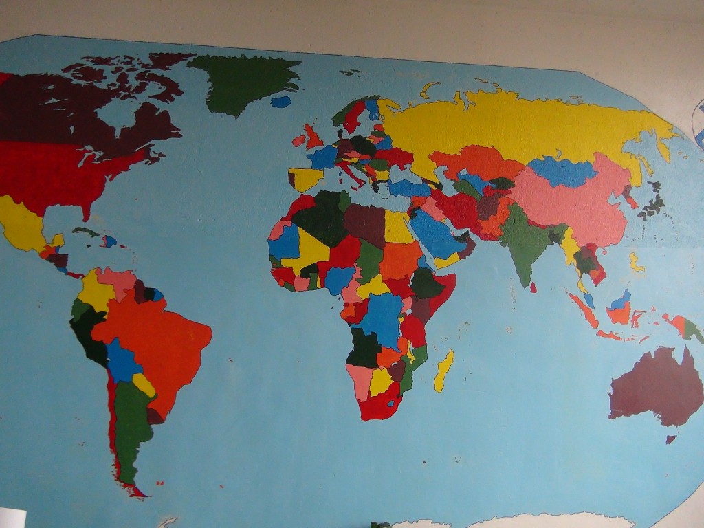 10 A map of the world on the wall