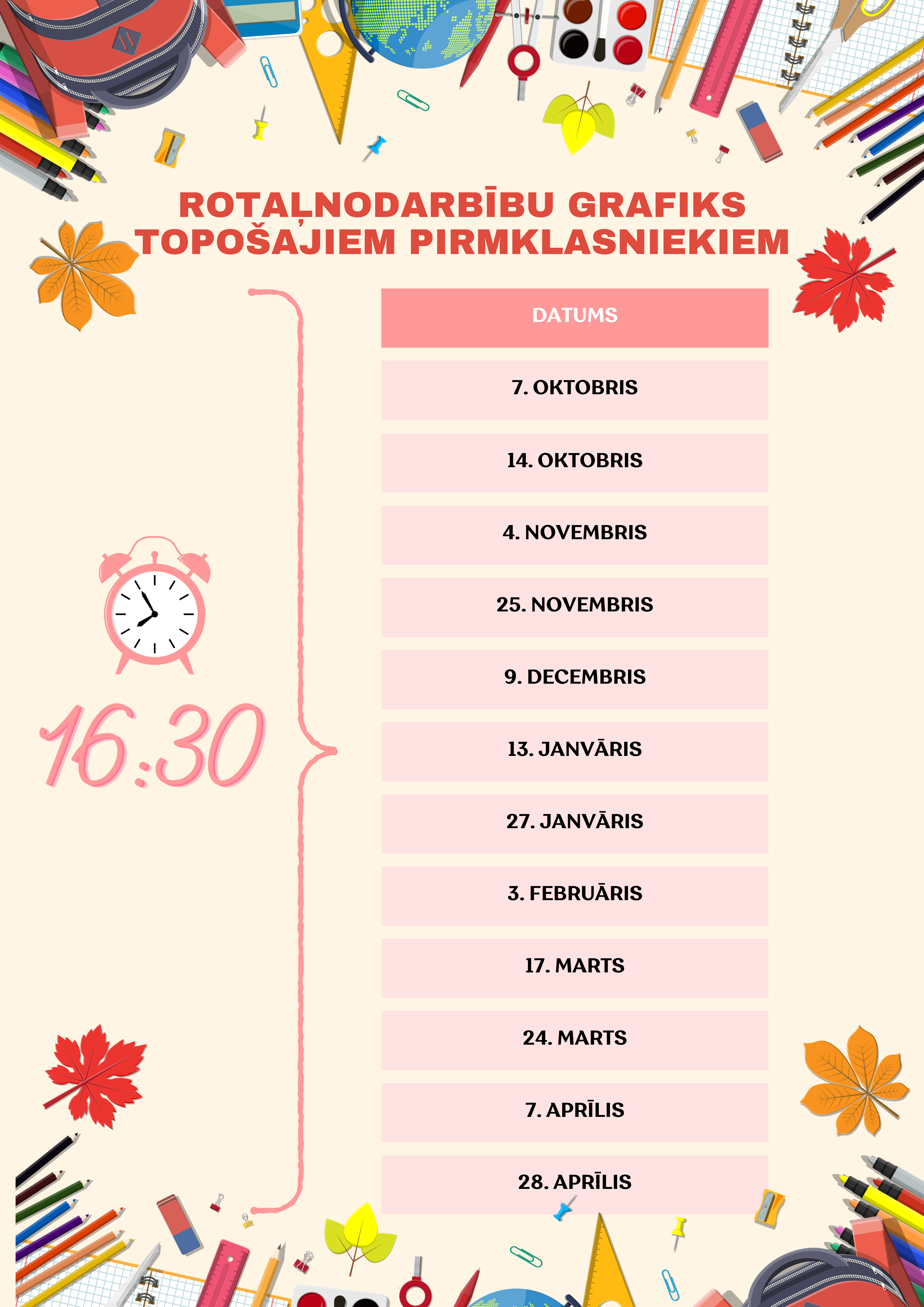 Topošo pirmklasnieku grafiks