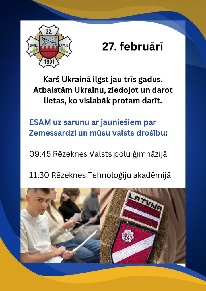 sarunu ar jauniešiem par
Zemessardzi un mūsu valsts drošību